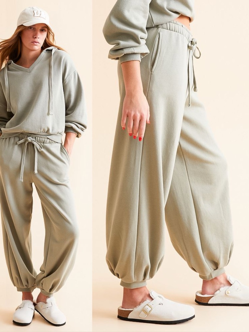 Risen Soft Slouchy Sage Green Jogger Pants